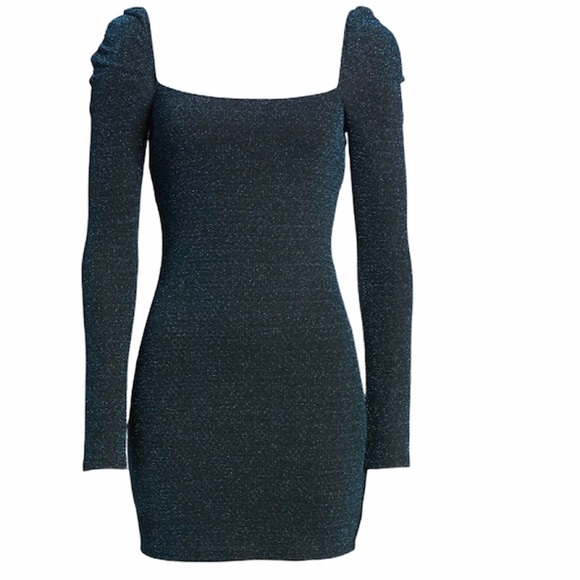 Row A | sparkly blue long sleeve mini party dress - Picture 5 of 8